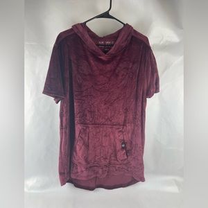 Raw Yarn Burgundy Hoodie Top Sz XL